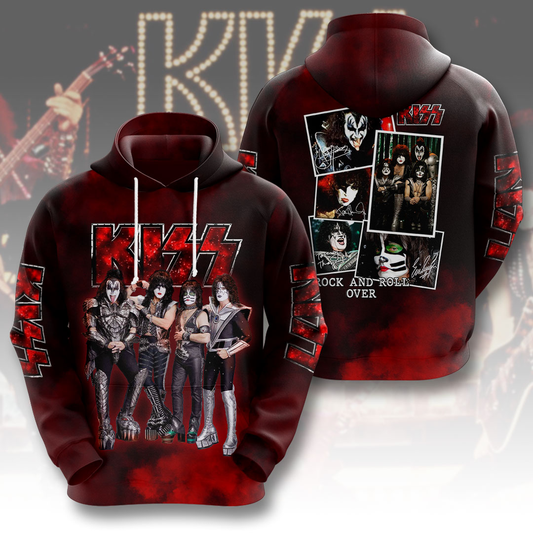 Kiss Rock & Roll 2025 Graphic Hoodie Comic Retro