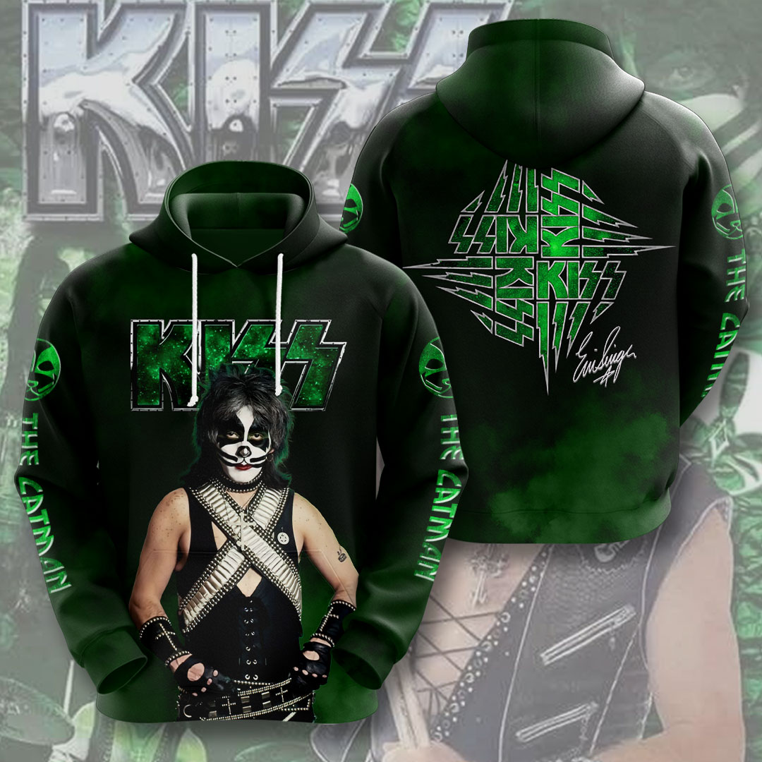 Kiss The Catman Green Signature Hoodie Rock Icon Tribute