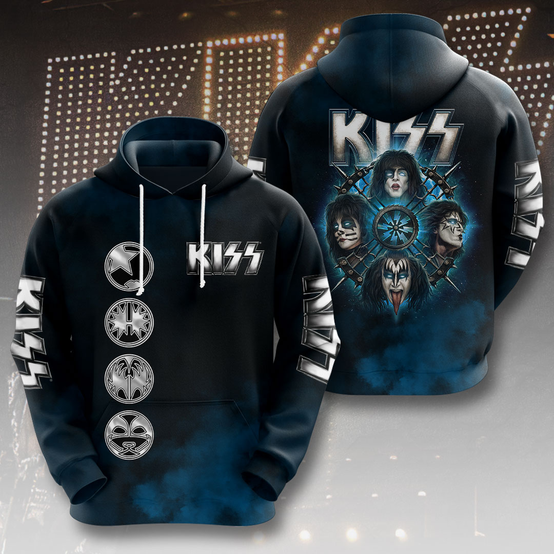 Kiss 2025 Tour Band Graphic Hoodie Classic Blue Iconic Design