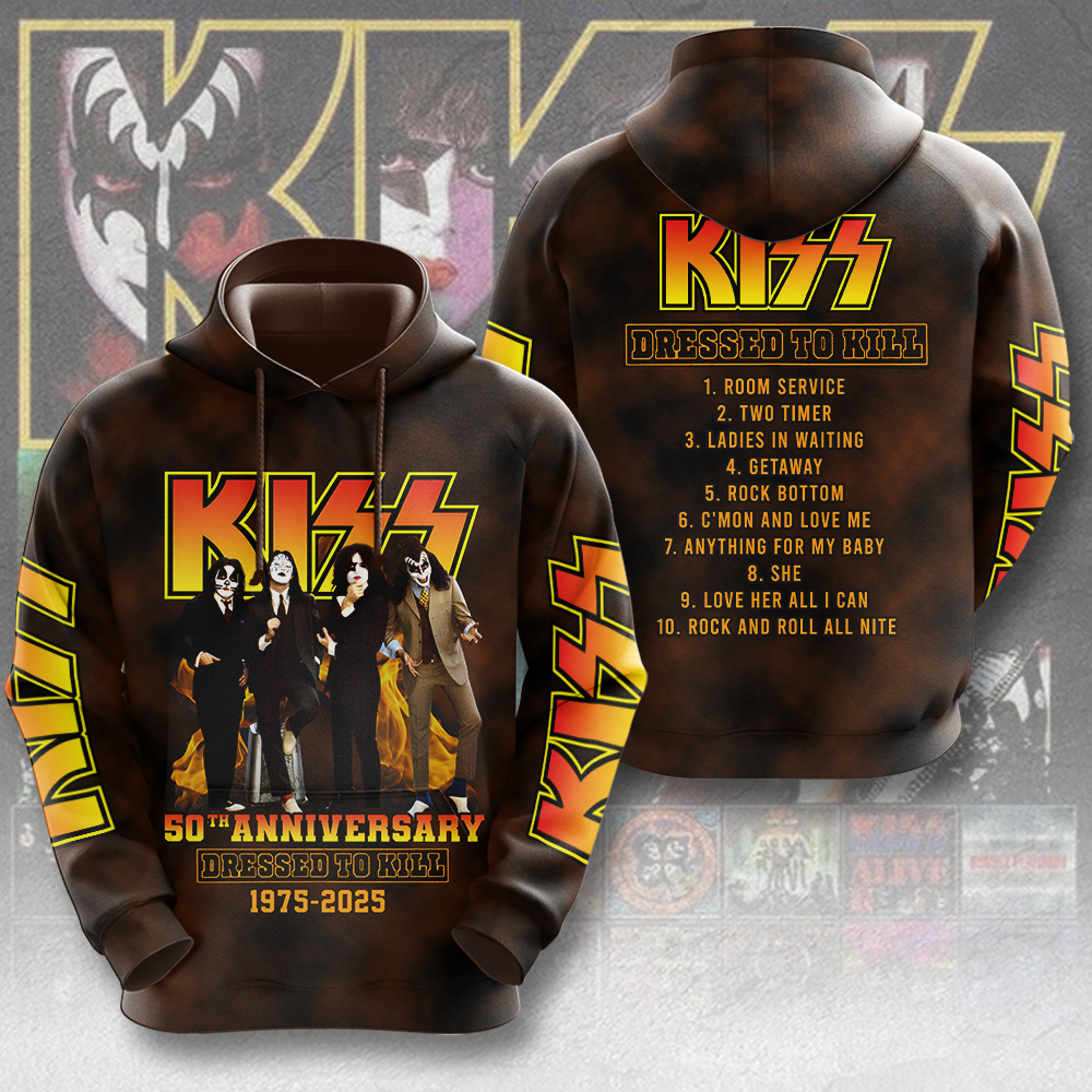 Kiss 50Th Anniversary Tour Hoodie Golden Tribute
