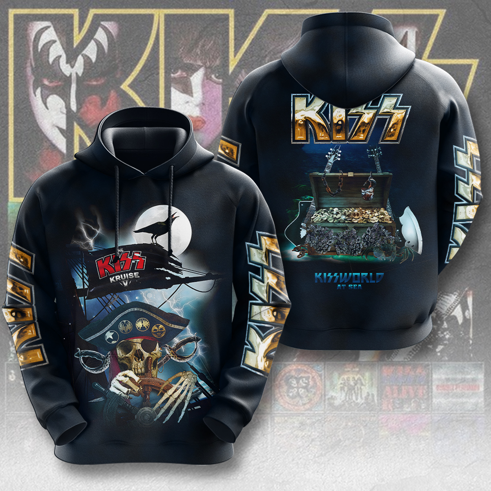 Kiss Motorcycle Madness Graphic Hoodie Retro Black