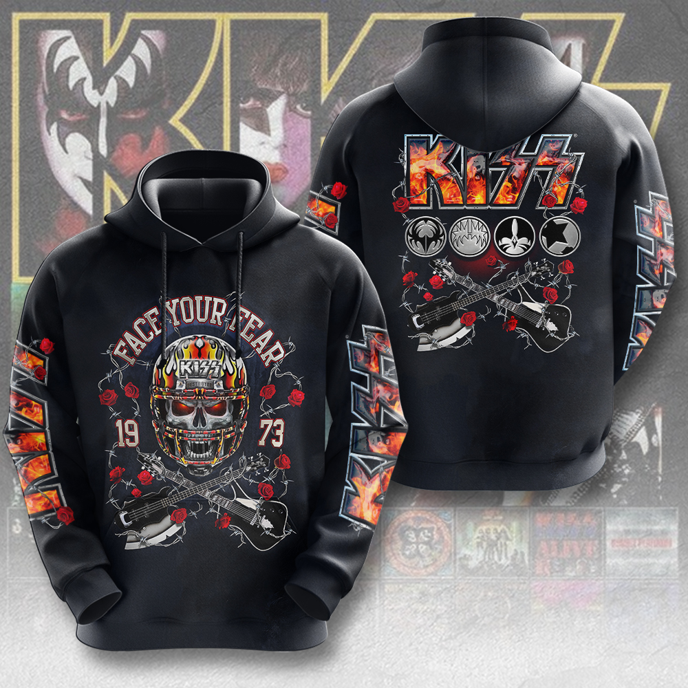 Kiss Face Your Fear 1973 Skull Hoodie Rock Legacy