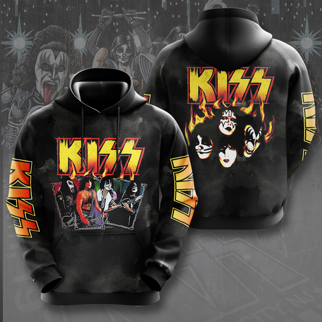 Kiss Rock Legends 2025 Tour Hoodie Retro Flame