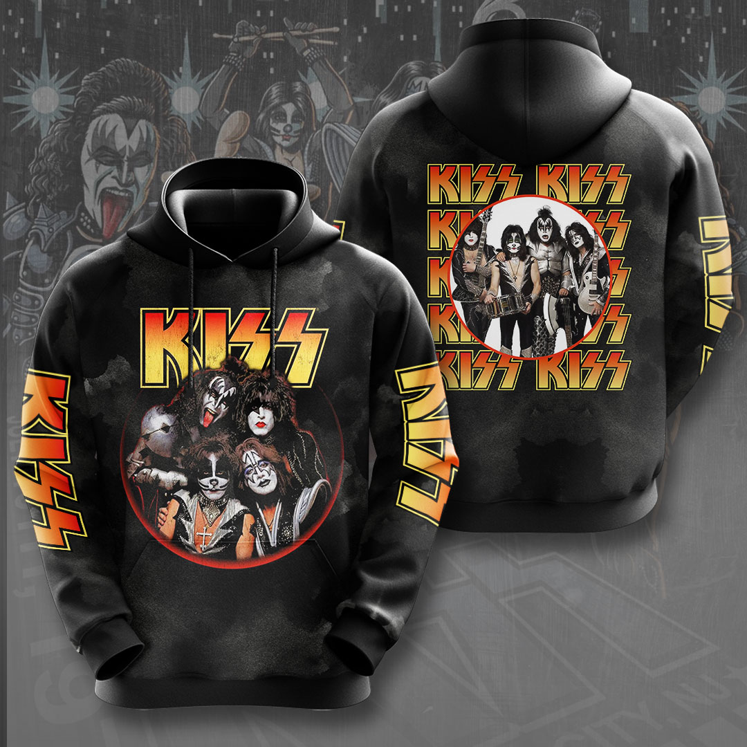 Kiss Band Circle Portraihoodie Vintage Round Logo