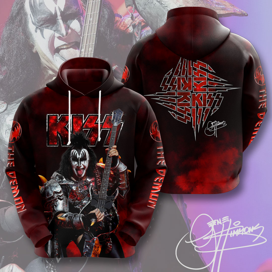 Kiss Gene Simmons Signature Hoodie Red Blood Tour