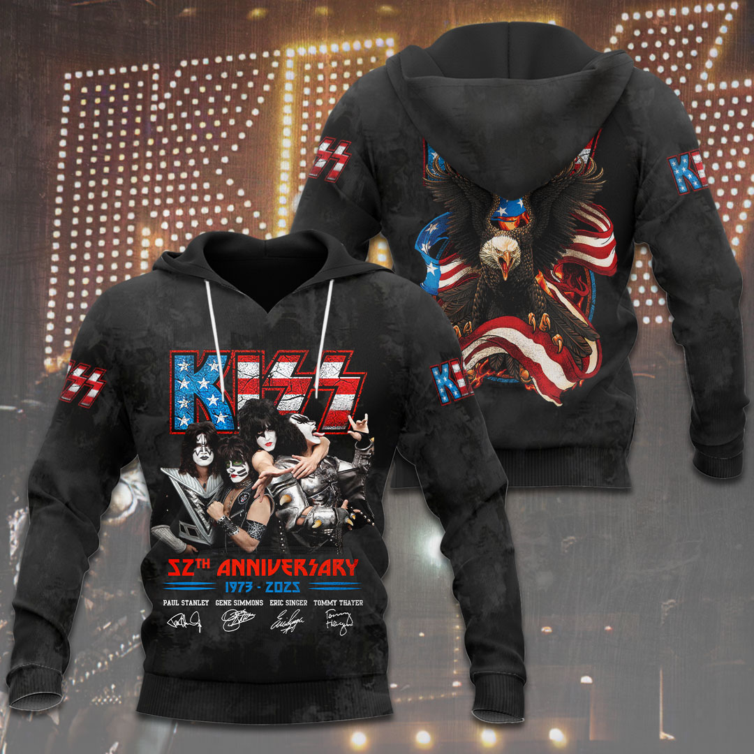 Kiss 25Th Anniversary Tour Hoodie Stars And Stripes