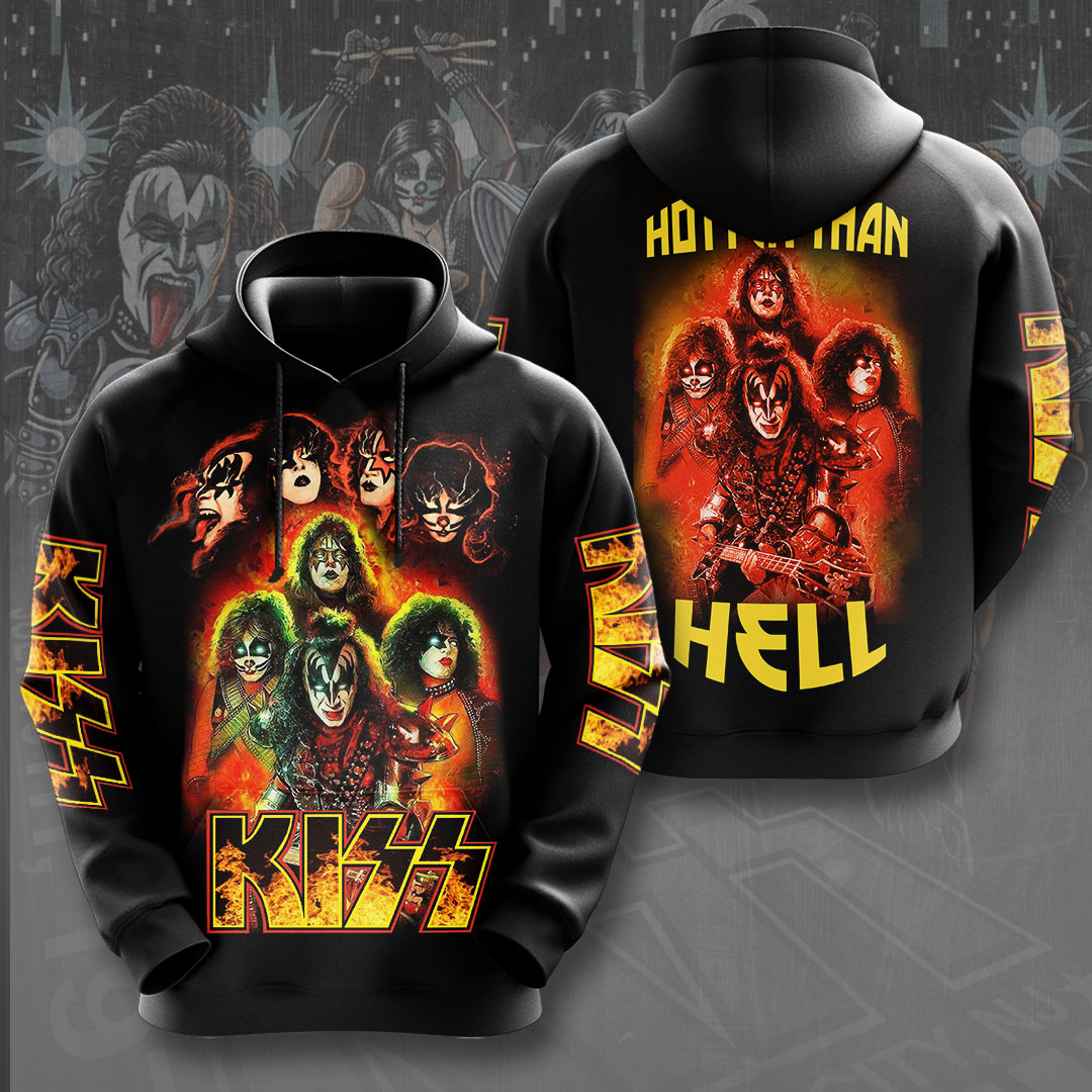 Kiss Hotter Than Hell Hoodie Classic Fire Tribute
