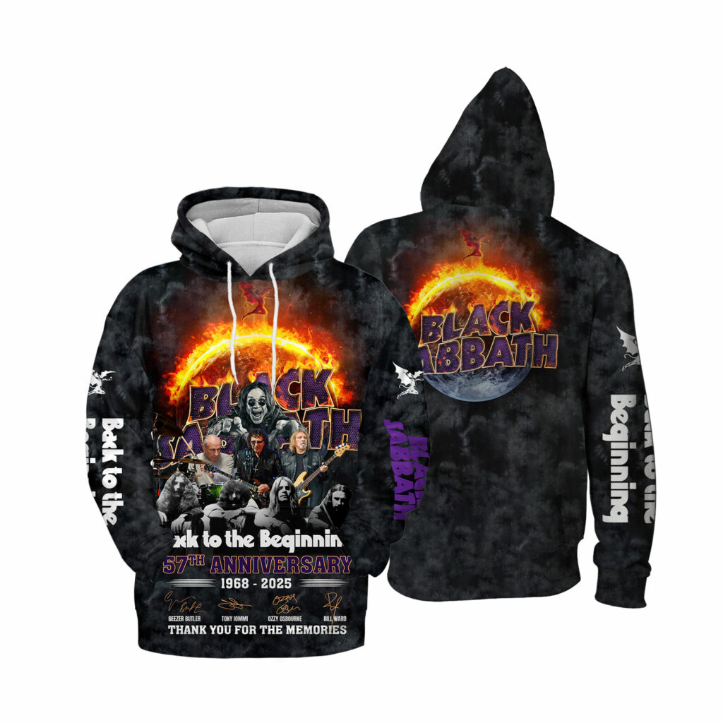 Black Sabbath 57Th Anniversary 1968-2025 Thank You For The Memories Aop Hoodie
