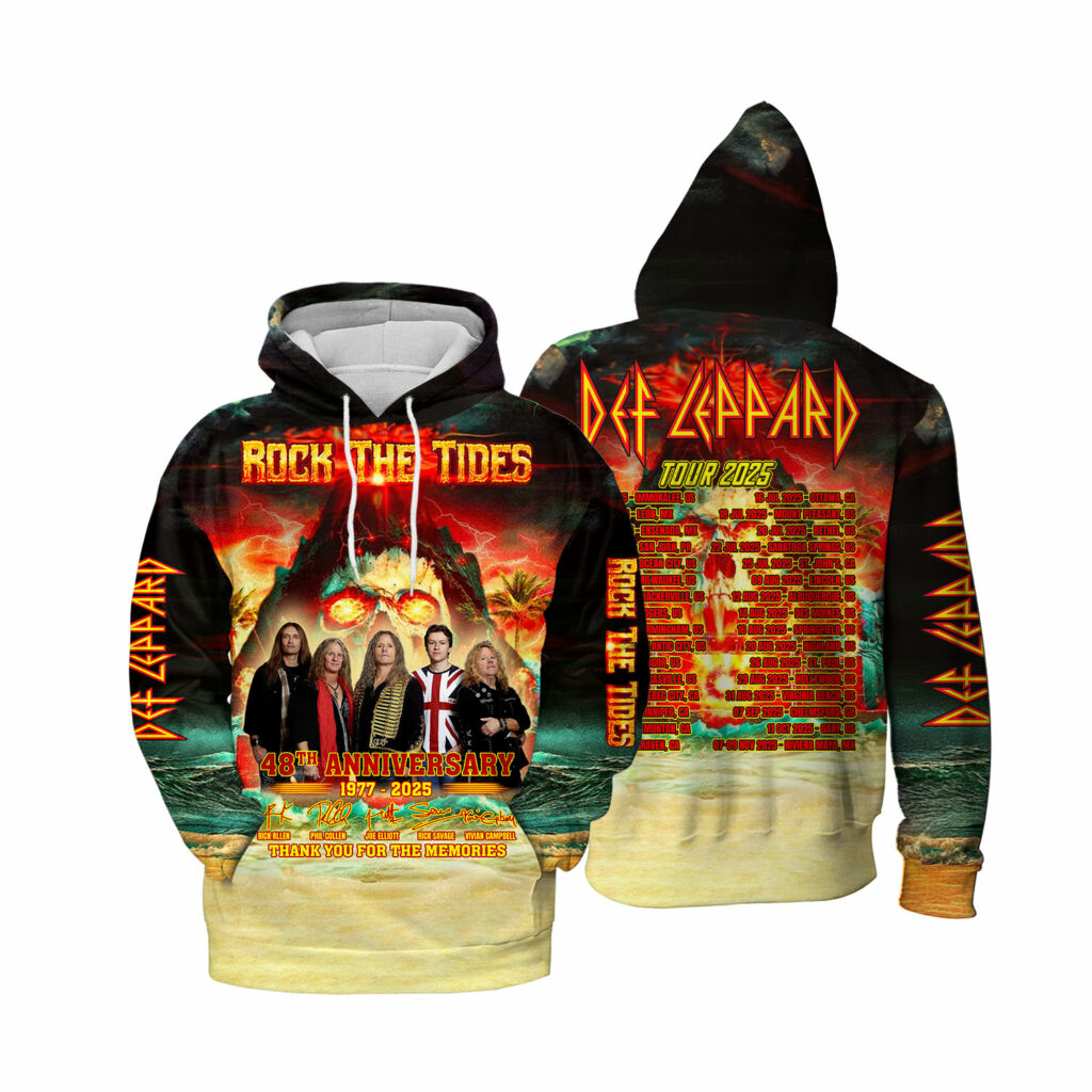 Def Leppard Tour 2025 Aop 3D  Hoodie