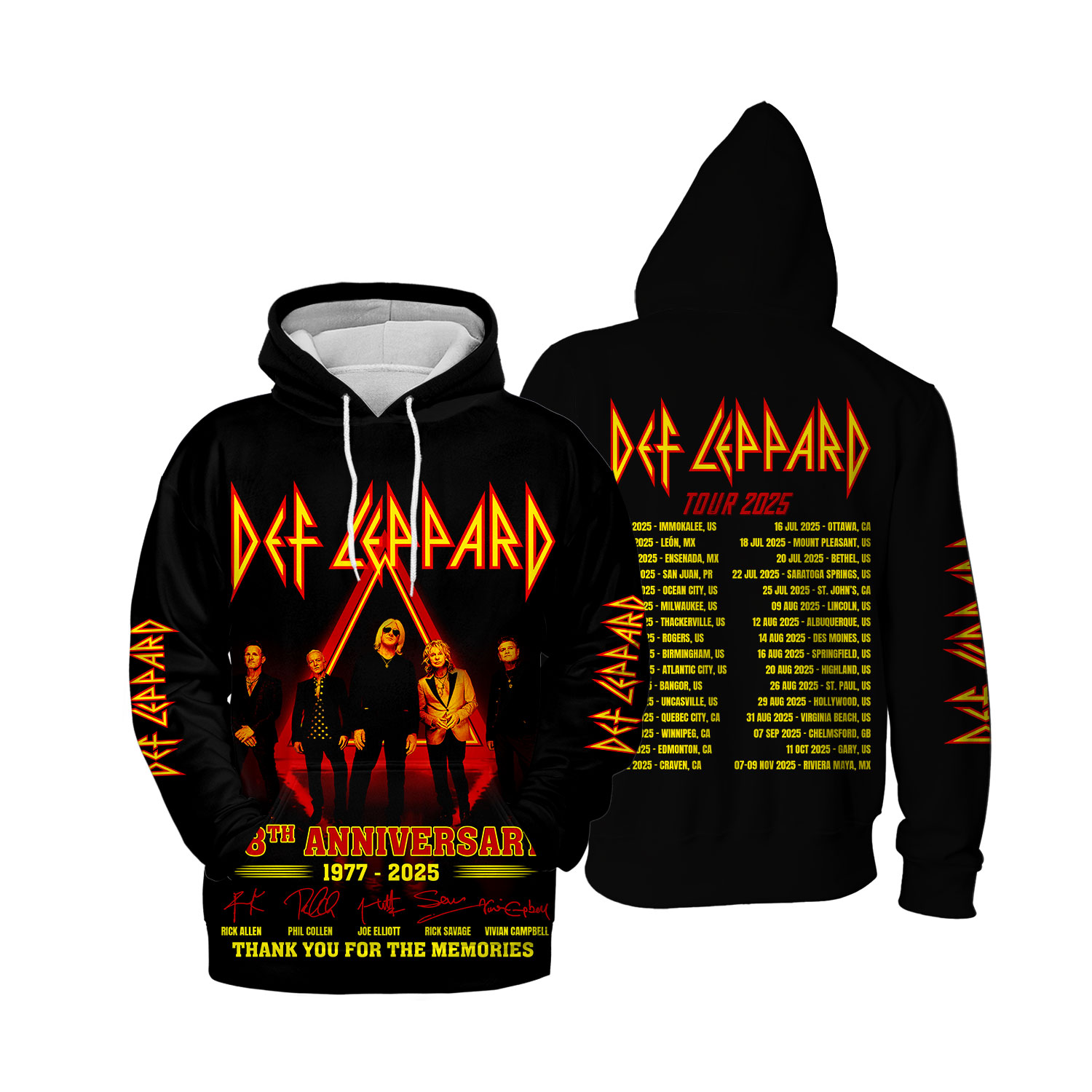 Def Leppard Tour 2025 Aop 3D Hoodie