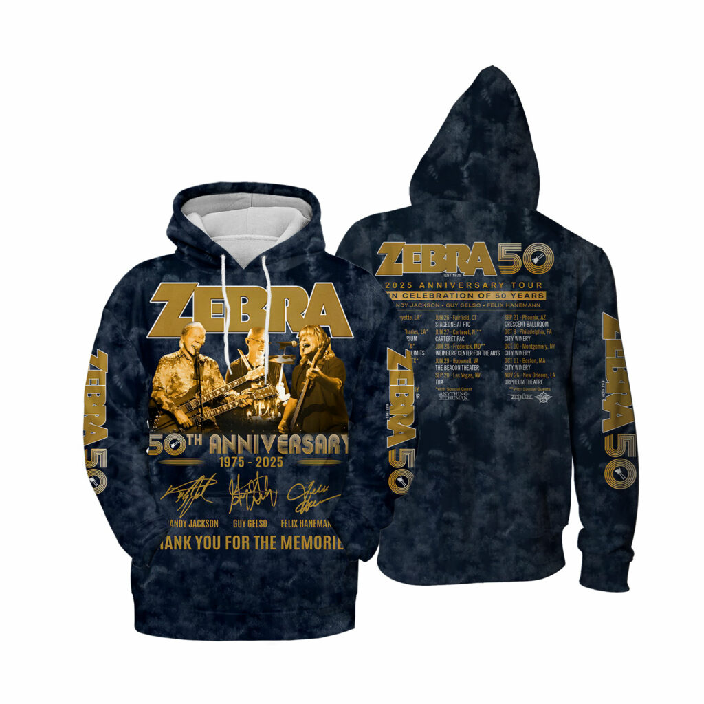 Rock Legends Zebra Band 50Th Anniversary Tour Aop 3D Hoodie Navy
