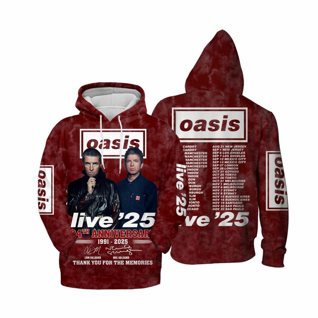Oasis Live 25 Tour  Hoodie Red