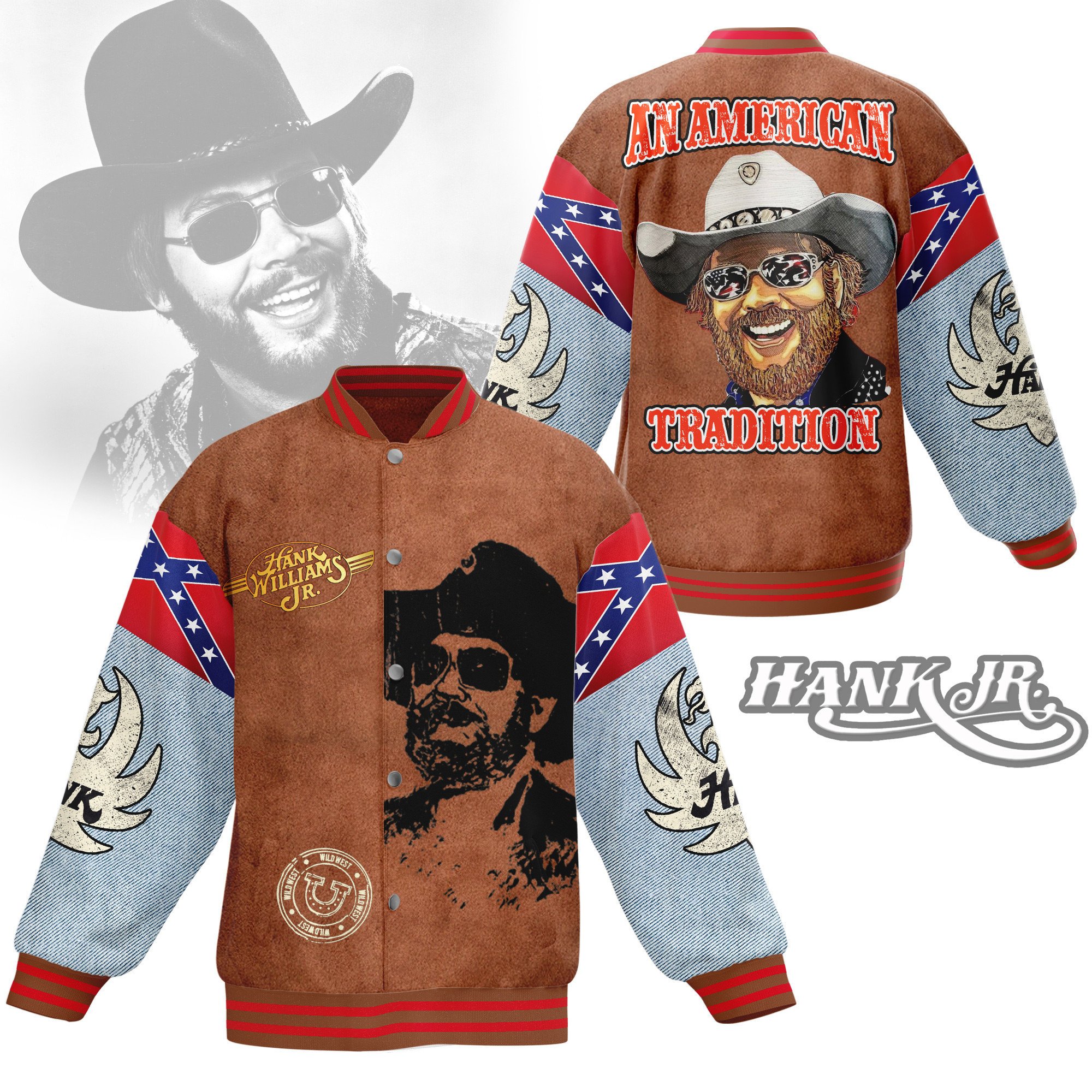 Hank Williams Jr New Bomber Baseball Jacket For Fan