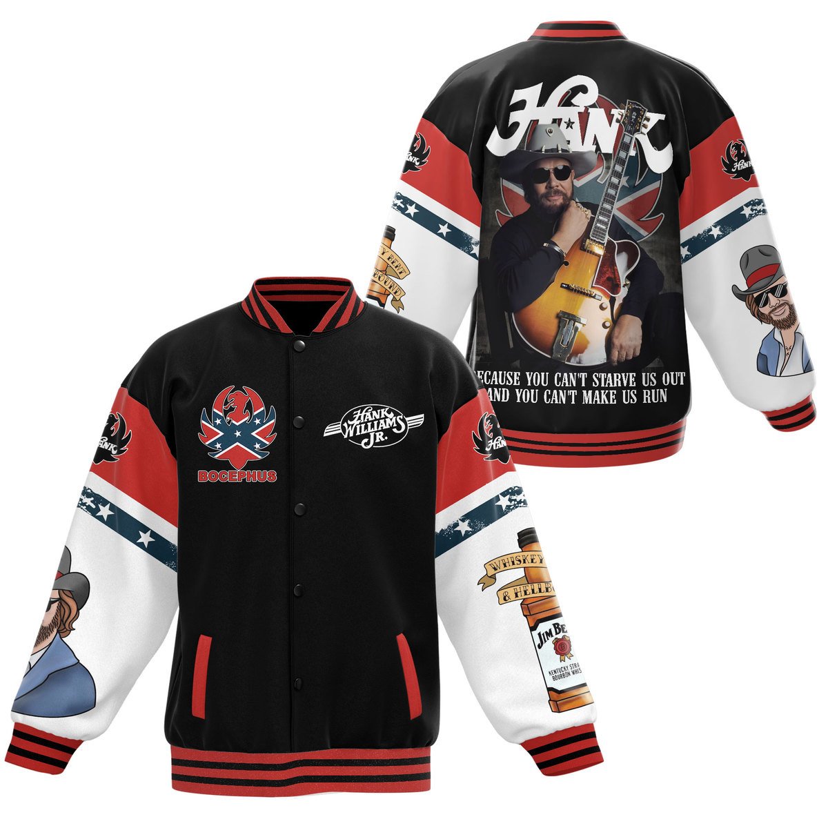 Hank Williams Jr New Bomber Baseball Jacket For Fan