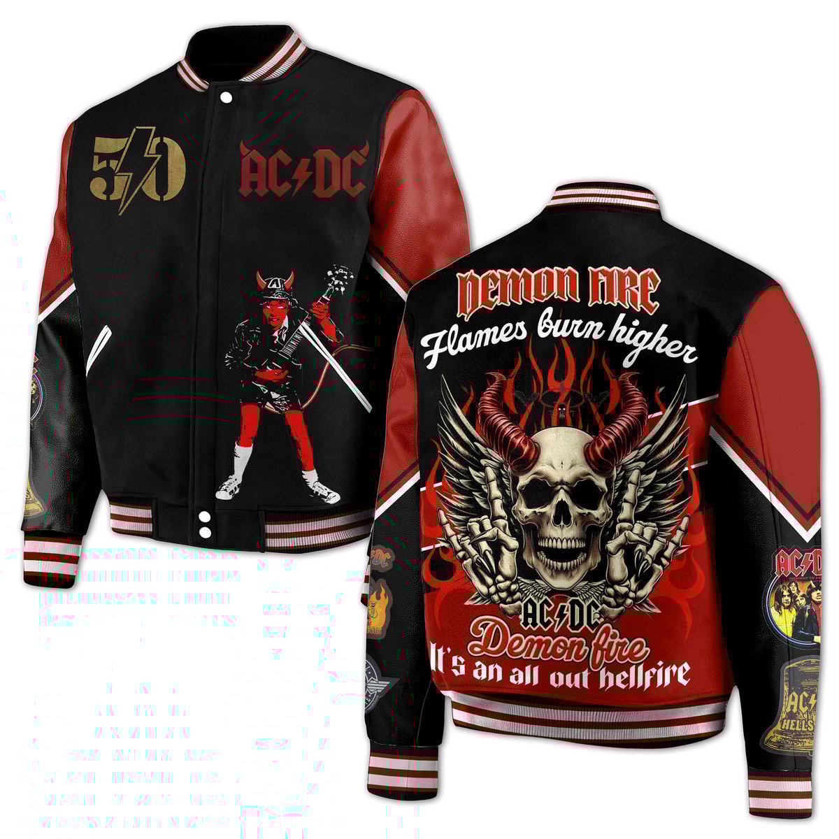 Ac Dc Fire New Bomber Baseball Jacket For Fan