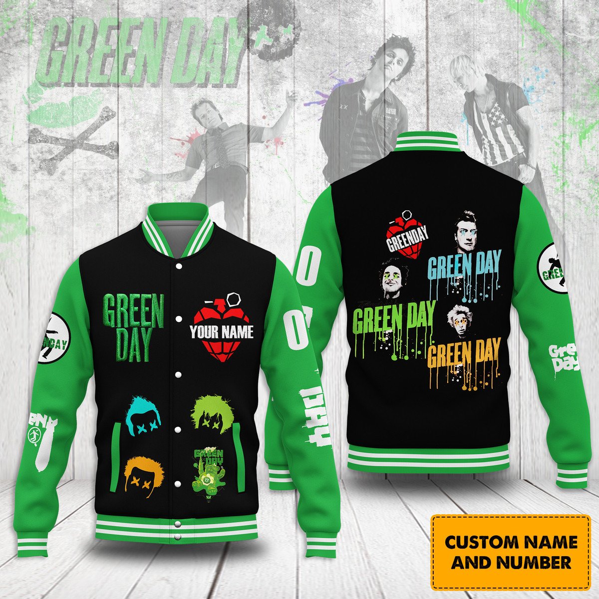 Green Day New Bomber Baseball Jacket For Fan