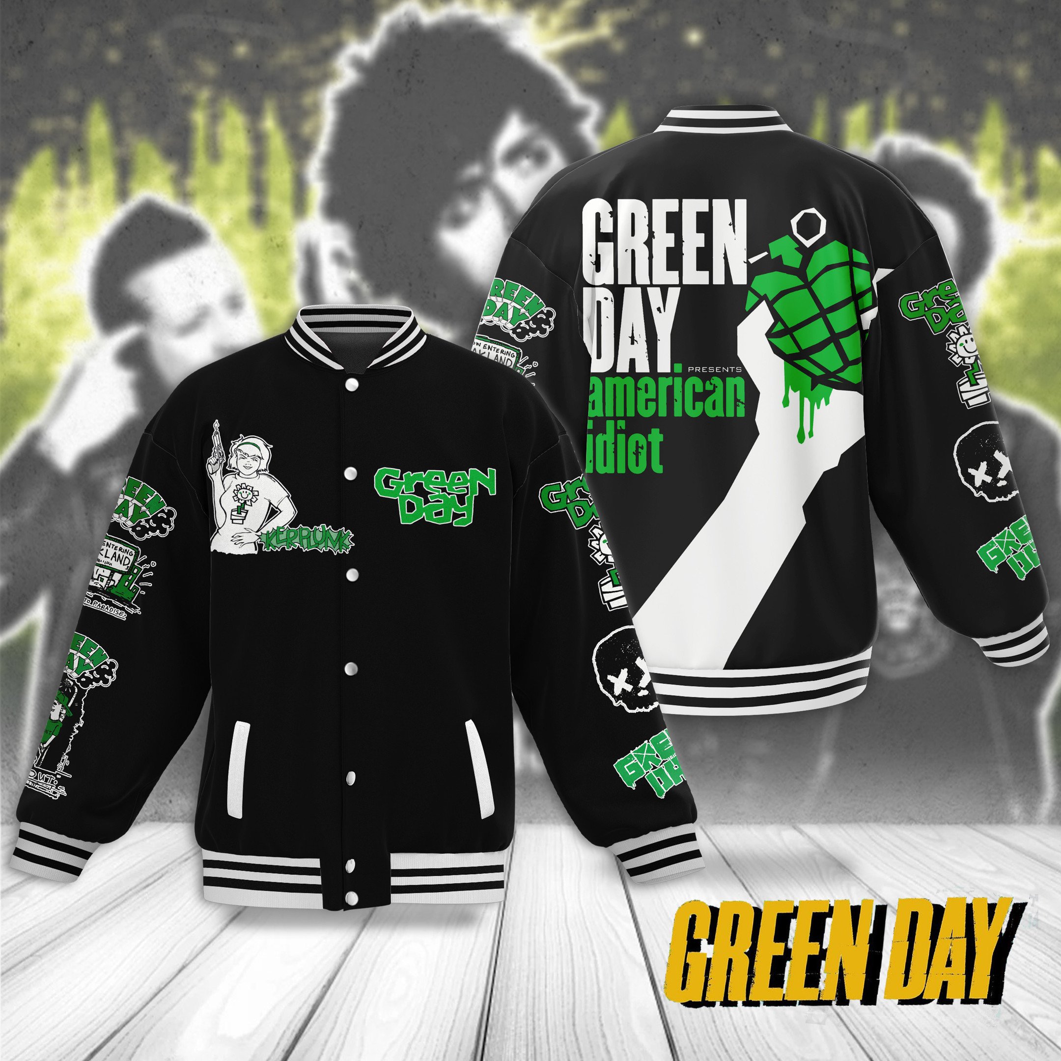 Green Day New Bomber Baseball Jacket For Fan