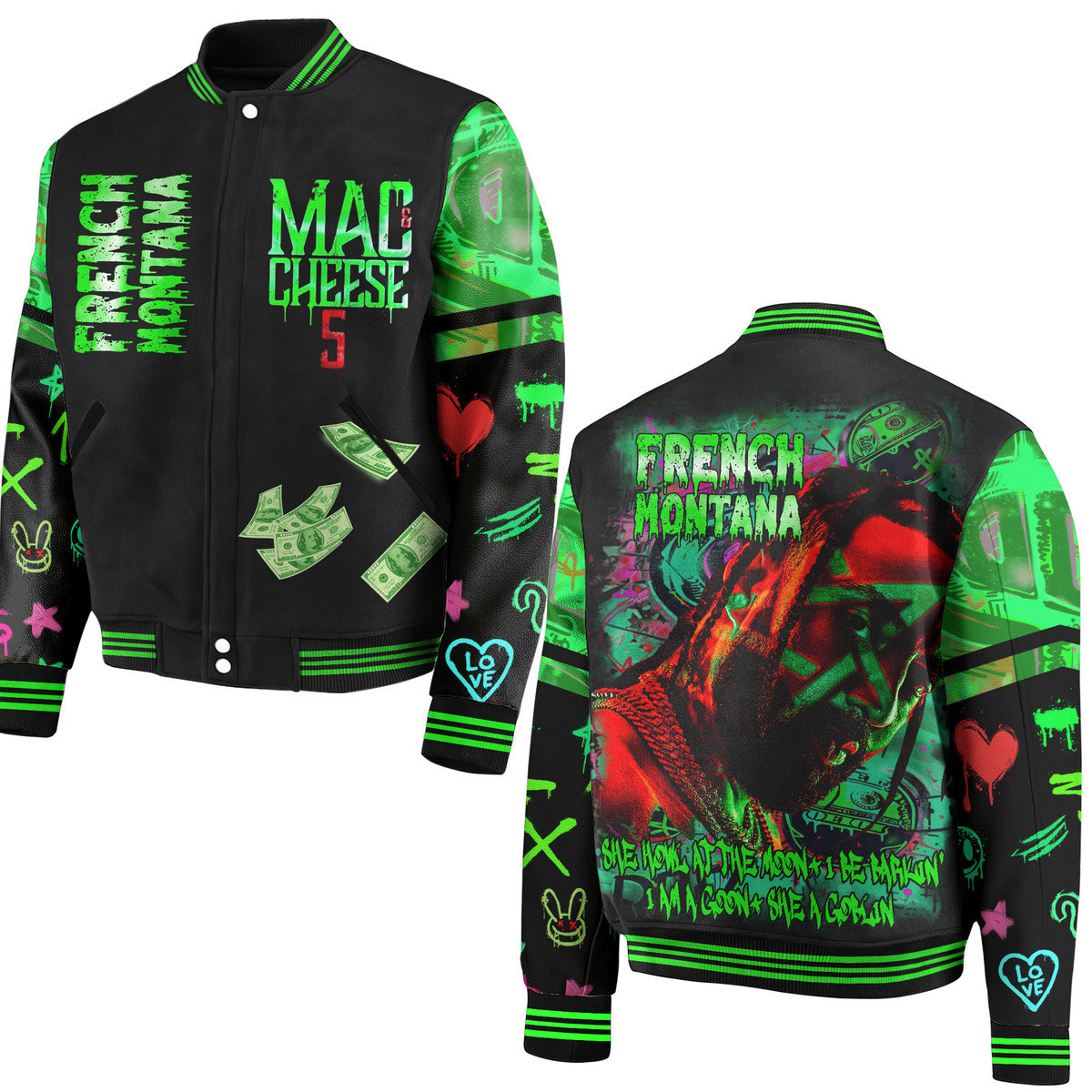 French Montana New Bomber Baseball Jacket For Fan