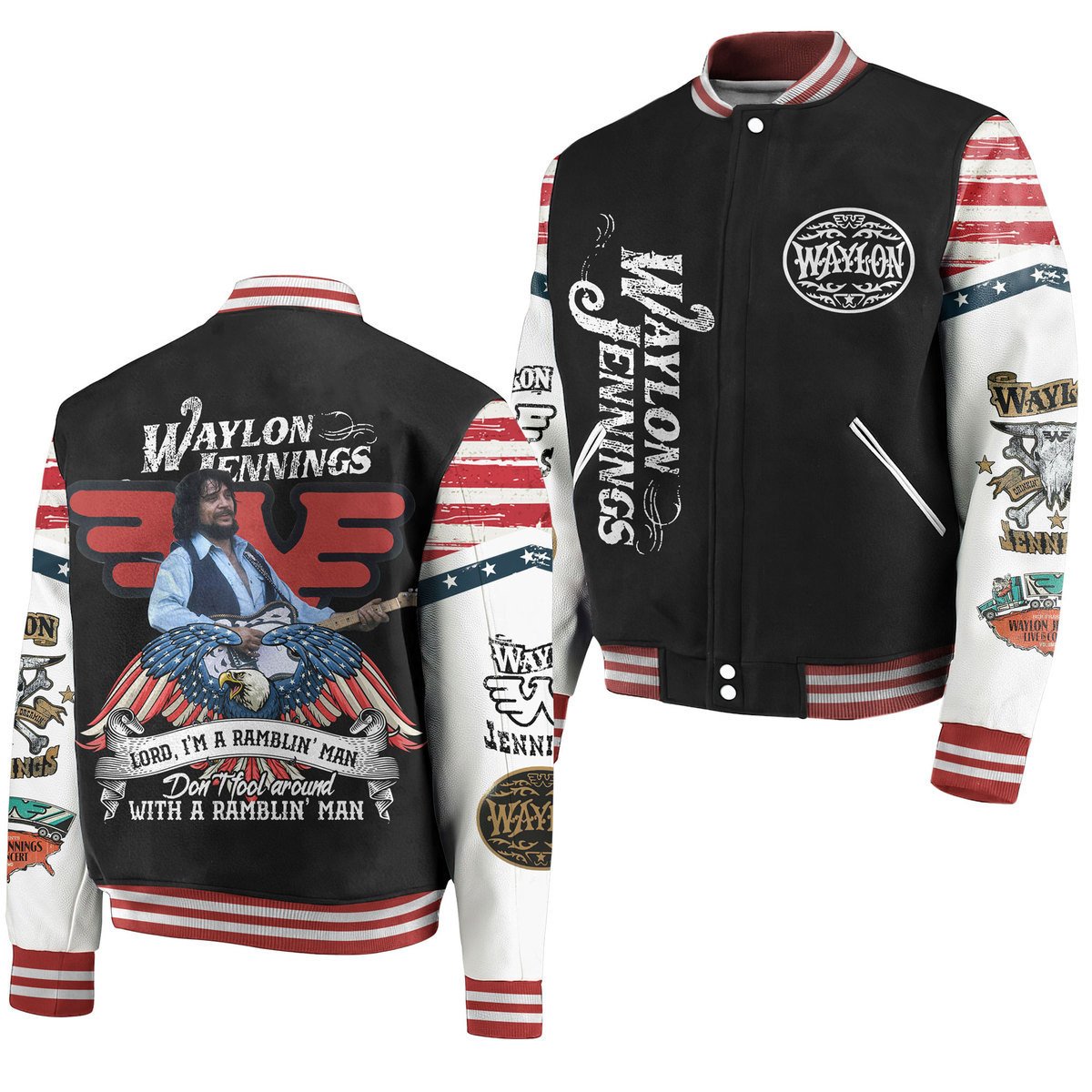 Waylon Jennings New Bomber Baseball Jacket For Fan
