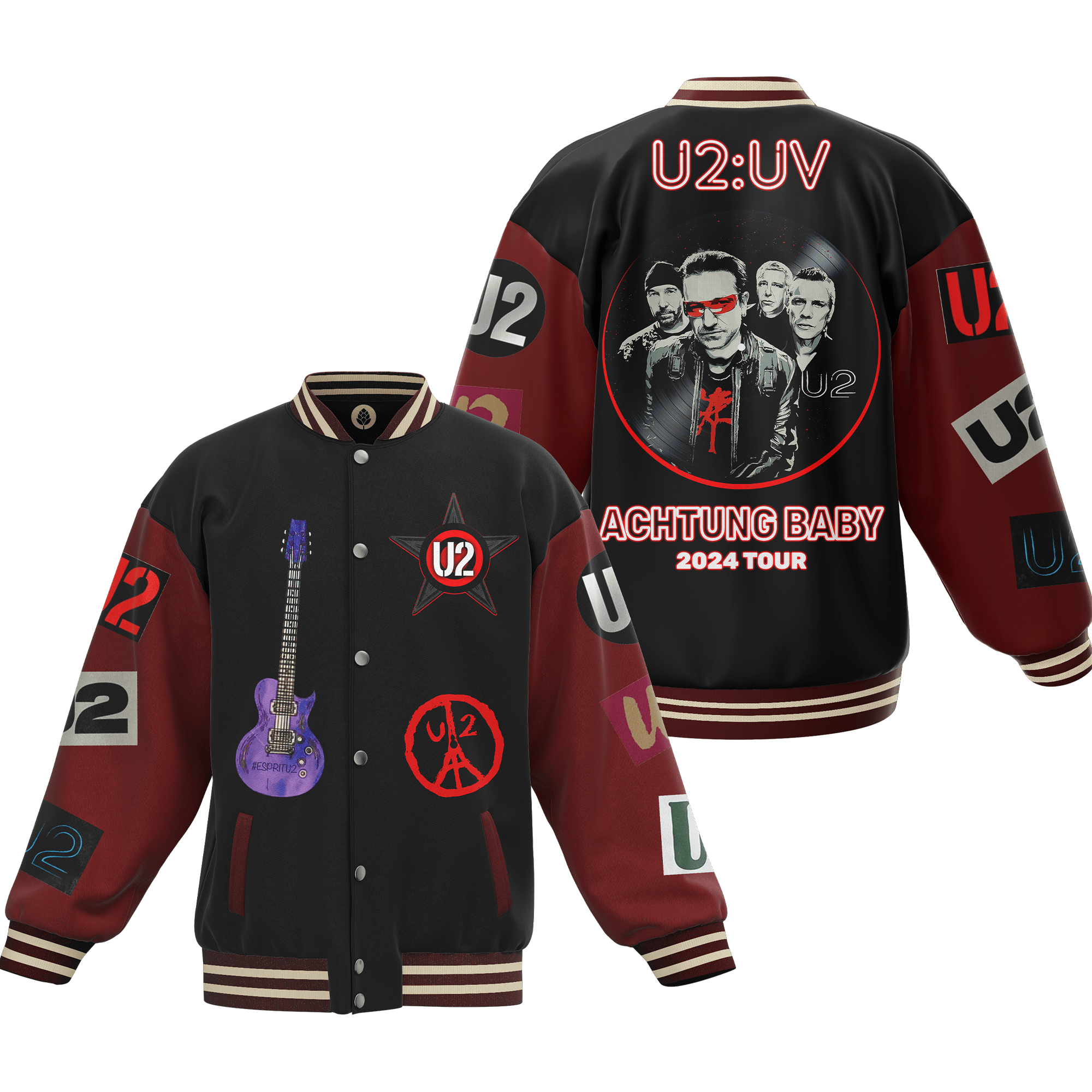 U2 Uv Achtung Baby New Bomber Baseball Jacket For Fan