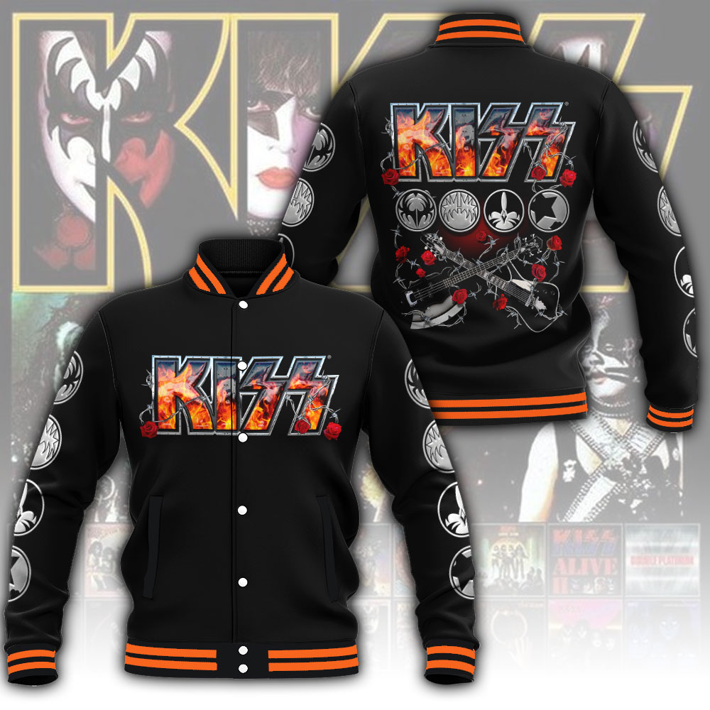 Kiss Fire & Steel Varsity Jacket  Heavy Metal Edition