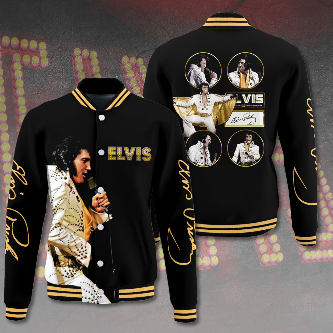 Elvis Presley Gold Signature Varsity Jacket  Rock Legend Edition