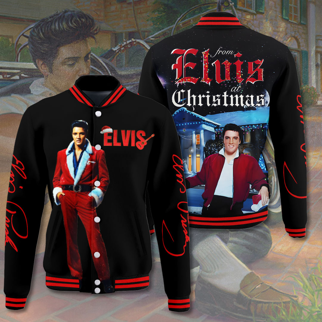 Elvis Christmas Red Varsity Jacket  Holiday Collector Drop