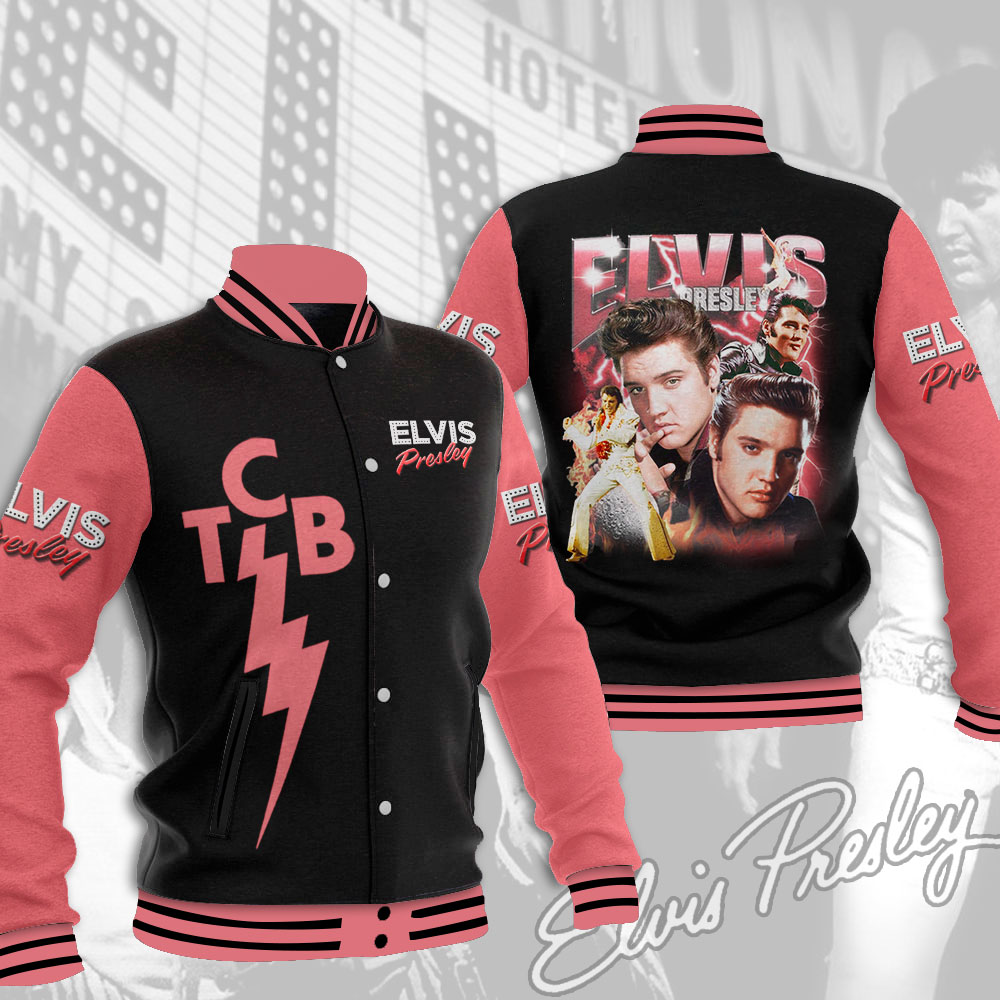 Elvis Inspired Pink Signature Varsity Jacket Retro Rock Edition