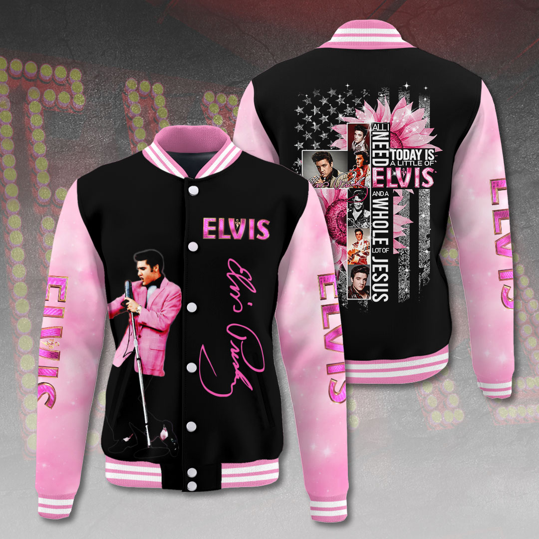 Elvis Presley Inspired Aqua Red Varsity Jacket Retro Rock Style