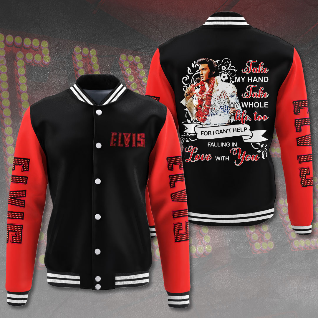Elvis Presley Inspired Pink White Varsity Jacket Love Tribute