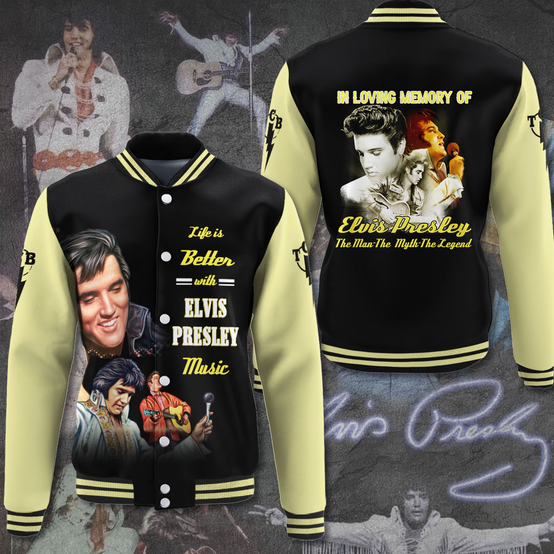 Elvis Inspired Red Black Varsity Jacket Memorial Collector