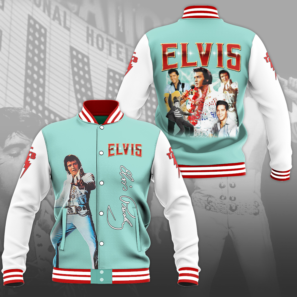 Elvis Presley Inspired Black Red Varsity Jacket Golden Hits Edition