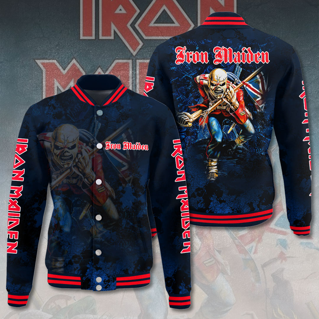 Iron Maiden Inspired Samurai Varsity Jacket Black Red Retro Collector