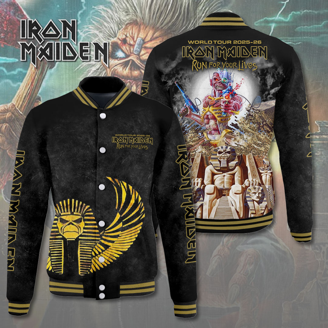 Iron Maiden Inspired Egyptian Gold Varsity Jacket Vintage Collector