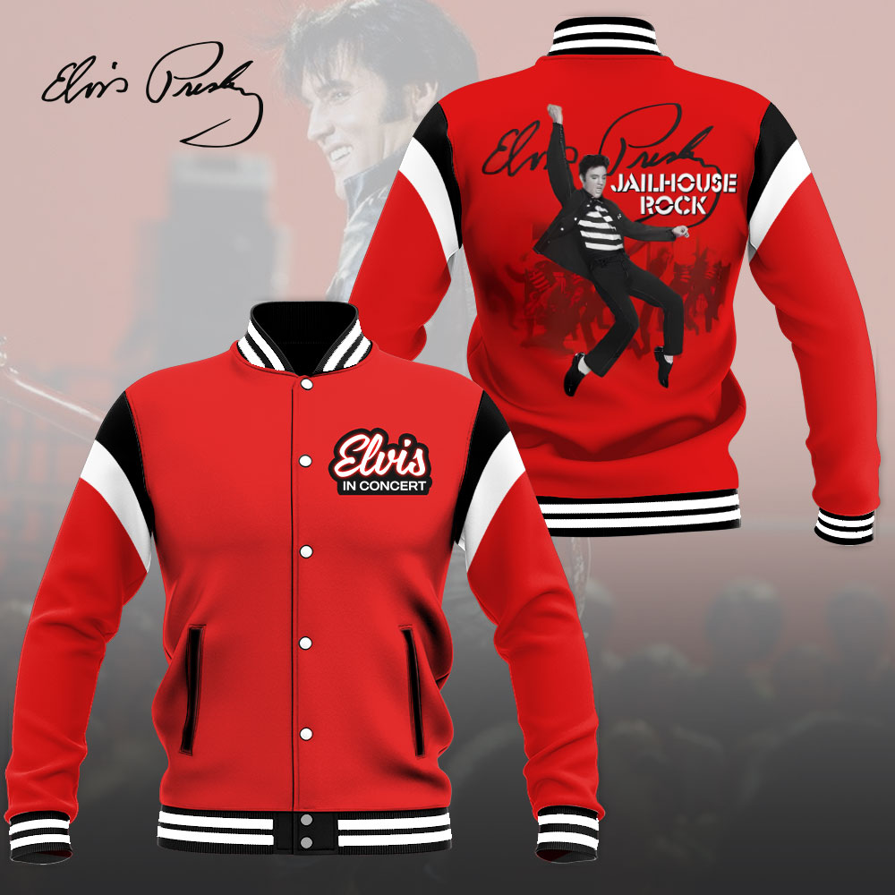 Elvis Presley Inspired Pink White Varsity Jacket Romantic Gift