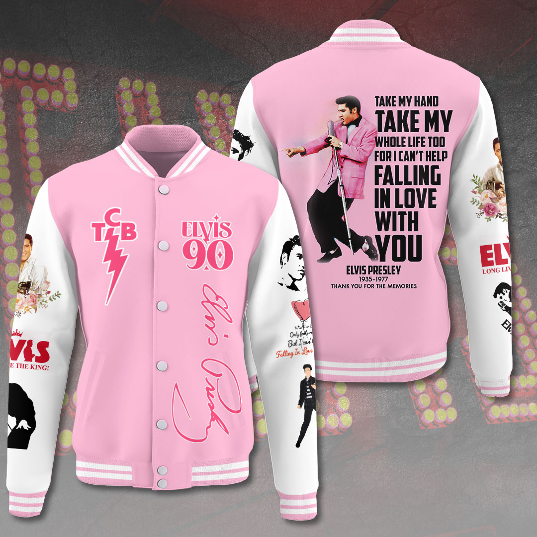 Elvis Inspired King Of Rock Varsity Jacket Red Black Edition