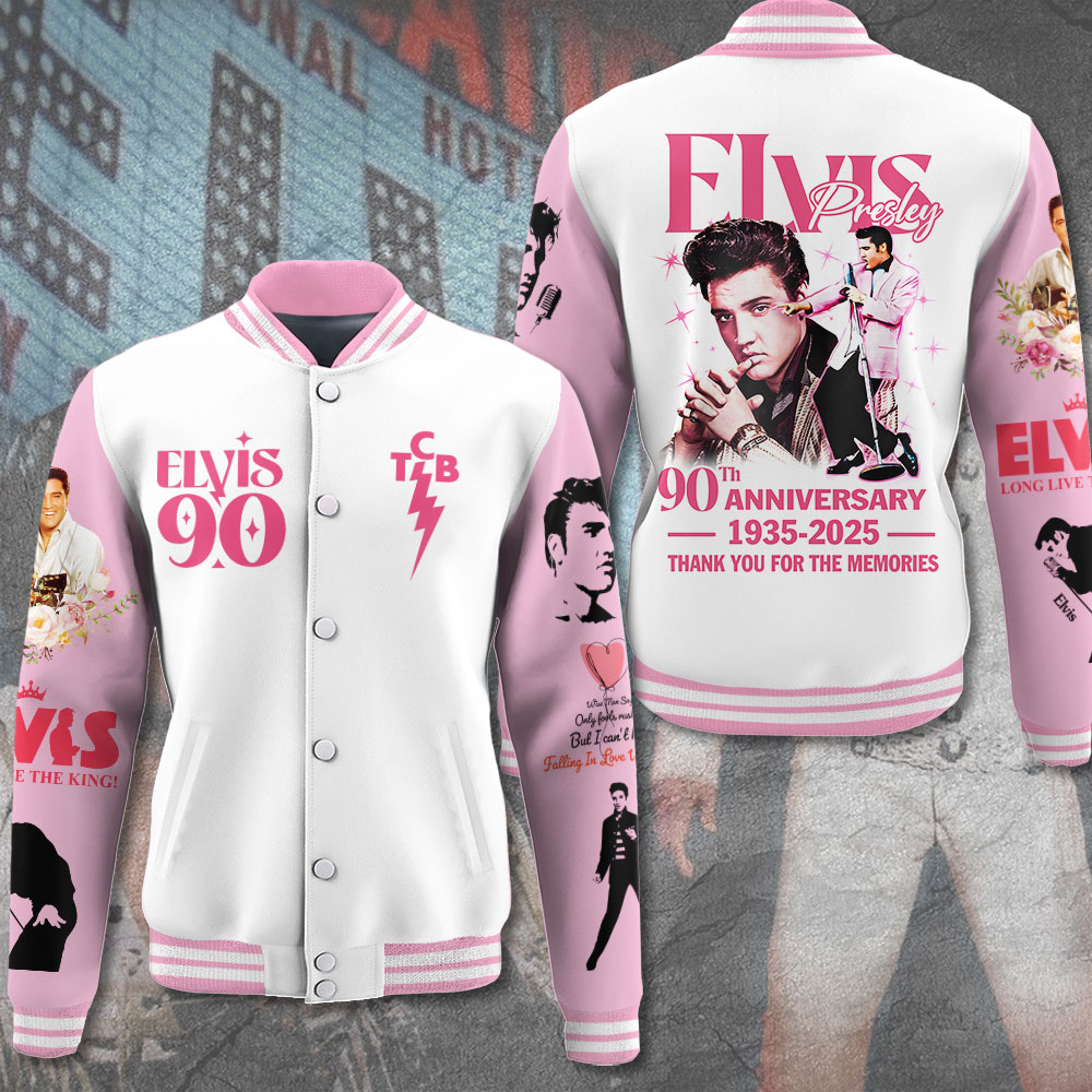 Elvis Presley Inspired Pink Tribute Varsity Jacket Iconic Style