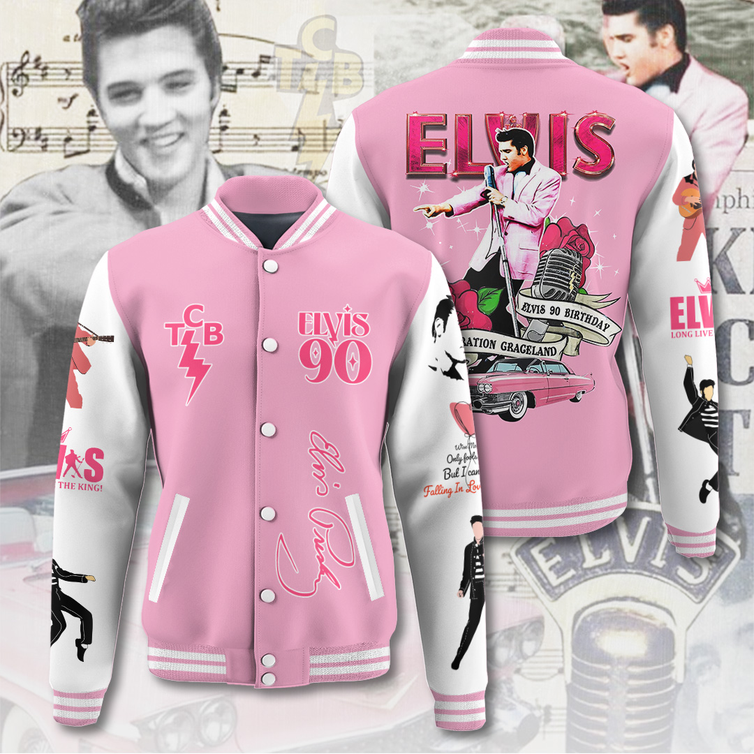 Elvis Presley Inspired Pink Girl Power Varsity Jacket Collector