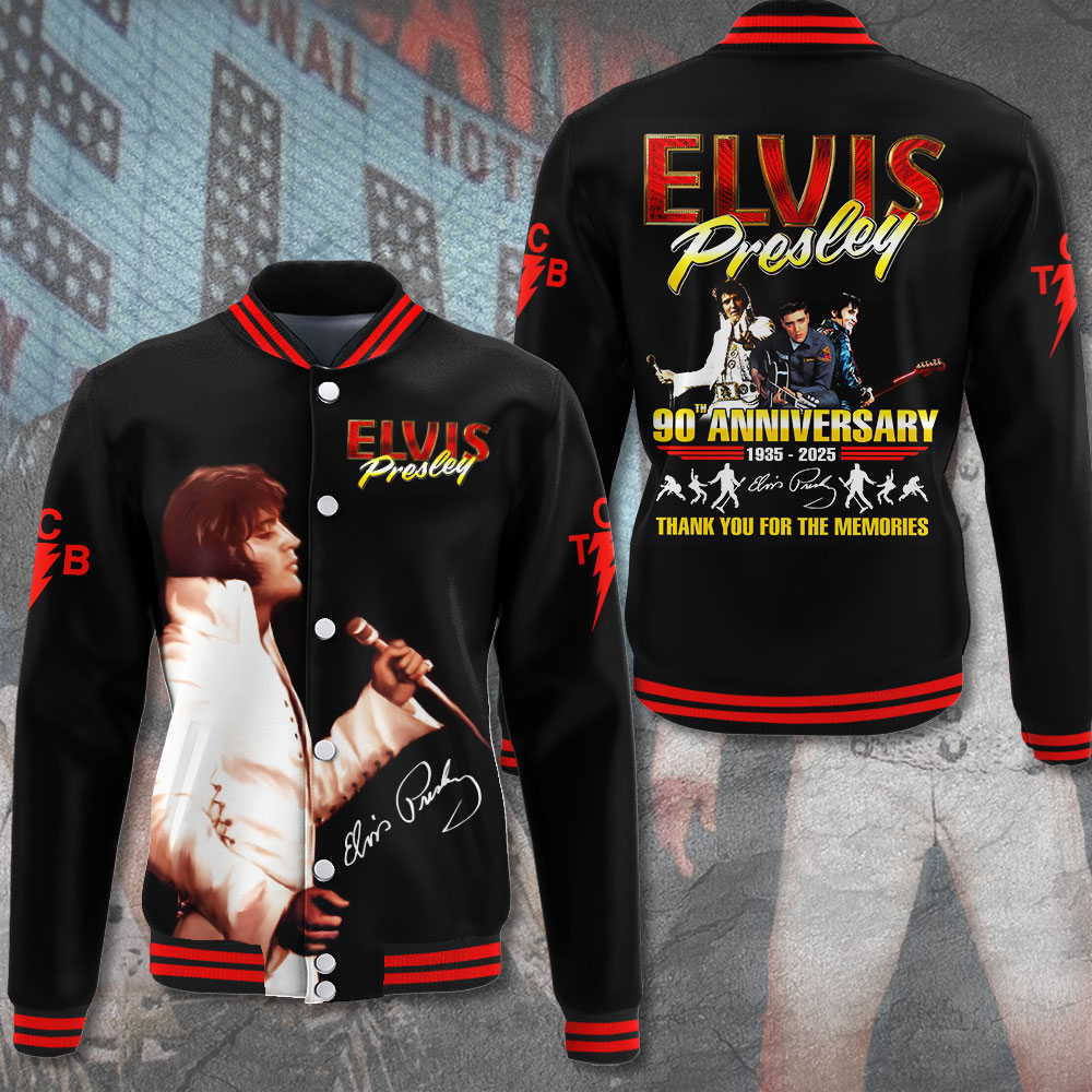 Elvis Inspired Black White Portrait Varsity Jacket King Of Rock