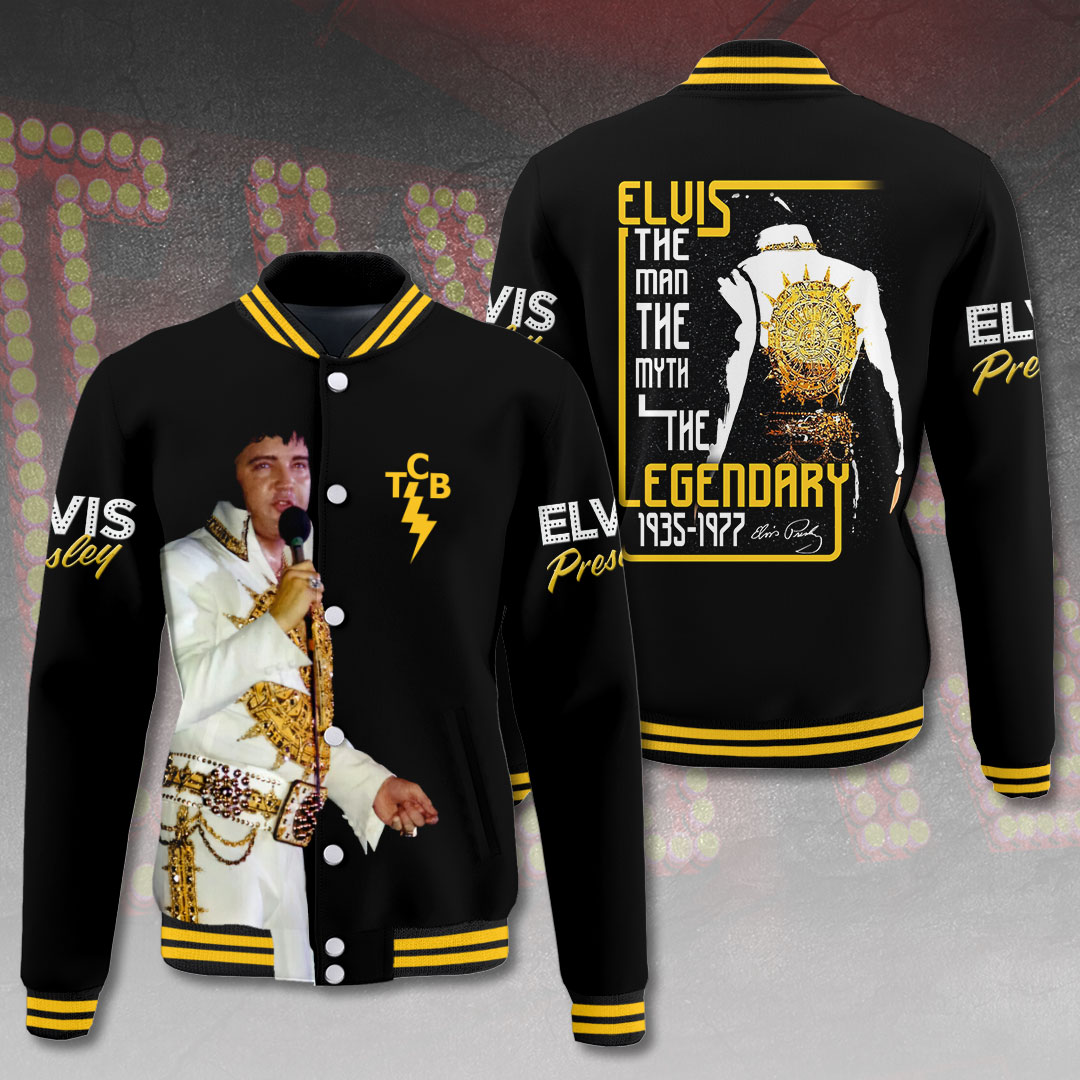 Elvis Inspired Purple Lightning Varsity Jacket 90 Years Tribute