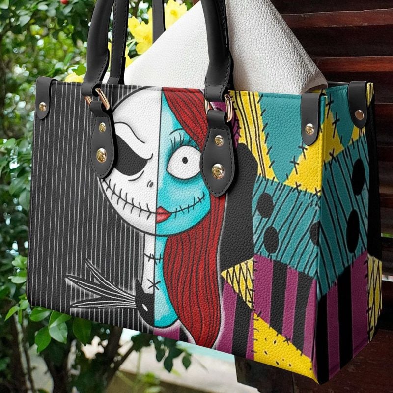 The Night Mare Before Christmas Jack Skellington And Sally Tnbc Ambergals Leather Bag Split Face Nightmare Couple