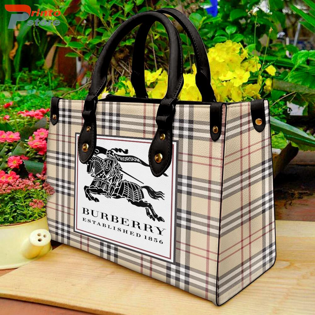 Burberry Check Pattern Leather Handbag Luxury Burberry Bags 2025