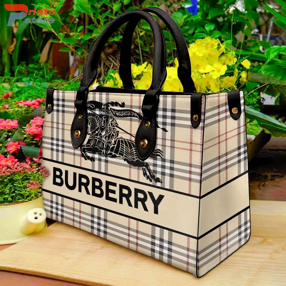 Burberry Horse and Equestrian Logo Leather Handbag
