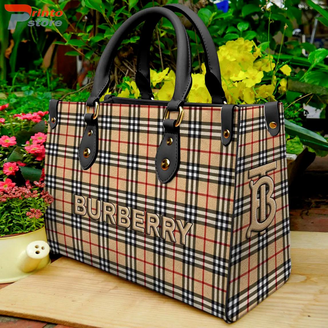 Burberry Check Pattern Leather Handbag Luxury Brand Burberry Bags 2025