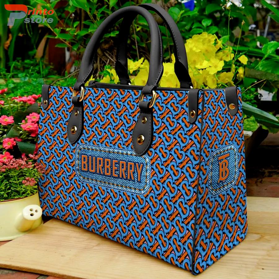 Burberry Blue Patterned Leather Handbag Luxury Burberry Bags 2025