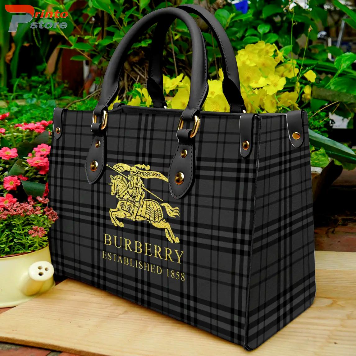 Burberry Horse and Equestrian 1858 Logo Print Leather Handbag Luxury Brand Burberry Bags 2025