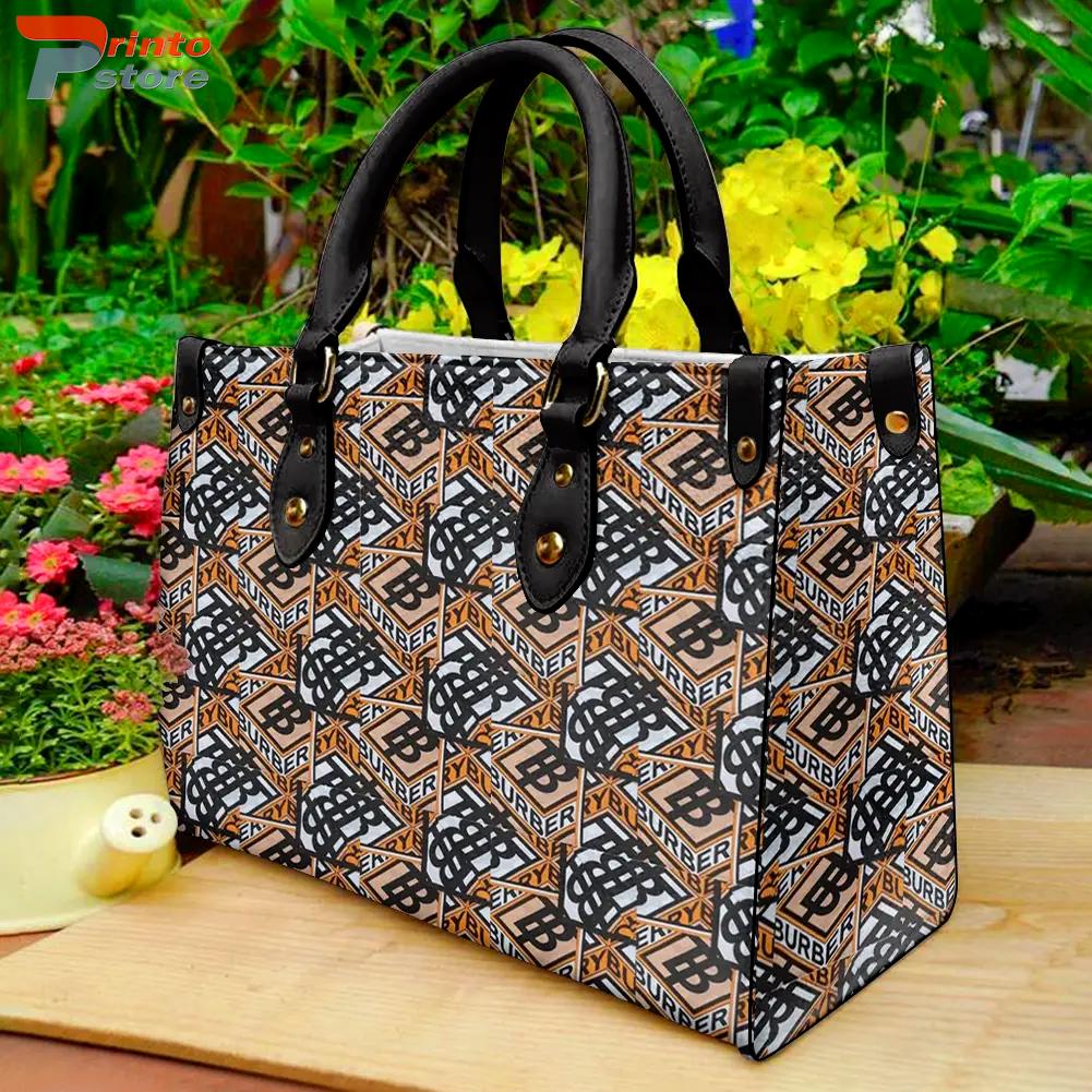 Burberry Leopard Print Pattern Leather Handbag Luxury Burberry Bags 2025