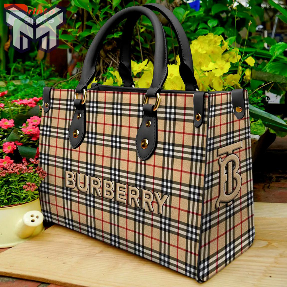 Burberry Classic Check Pattern Leather Handbag Luxury Brand Burberry Bags 2025