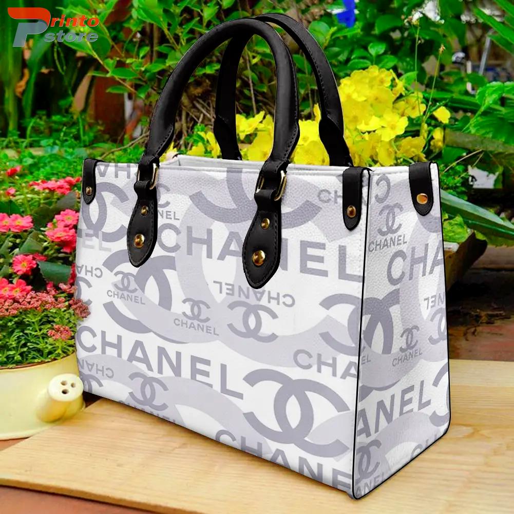 Chanel monogram pattern handbag with white logo Leather Handbag Luxury Chanel Bags 2025