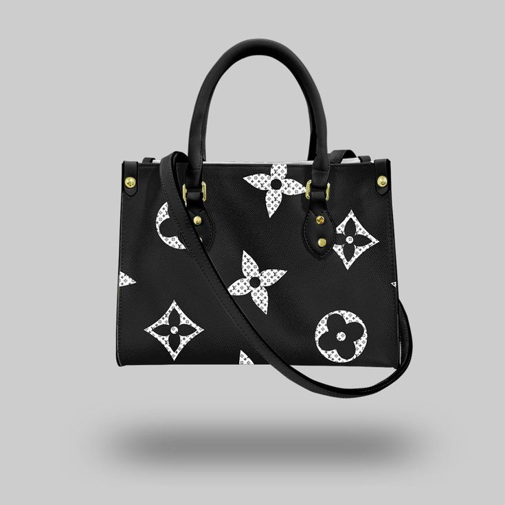 black Louis Vuitton pastel purple floral design Women Luxury Leather Handbag Louis Vuitton Bags For Women